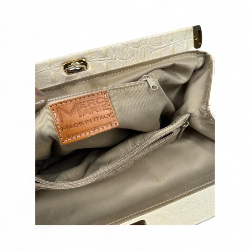 off white cream Croc-Embossed Leather Bag - Picture 8 of 8